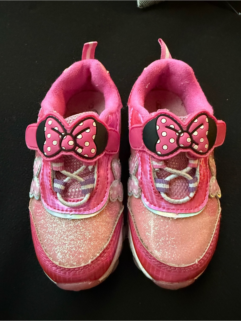Girls Pink Glitter Bow Light-Up Sneakers